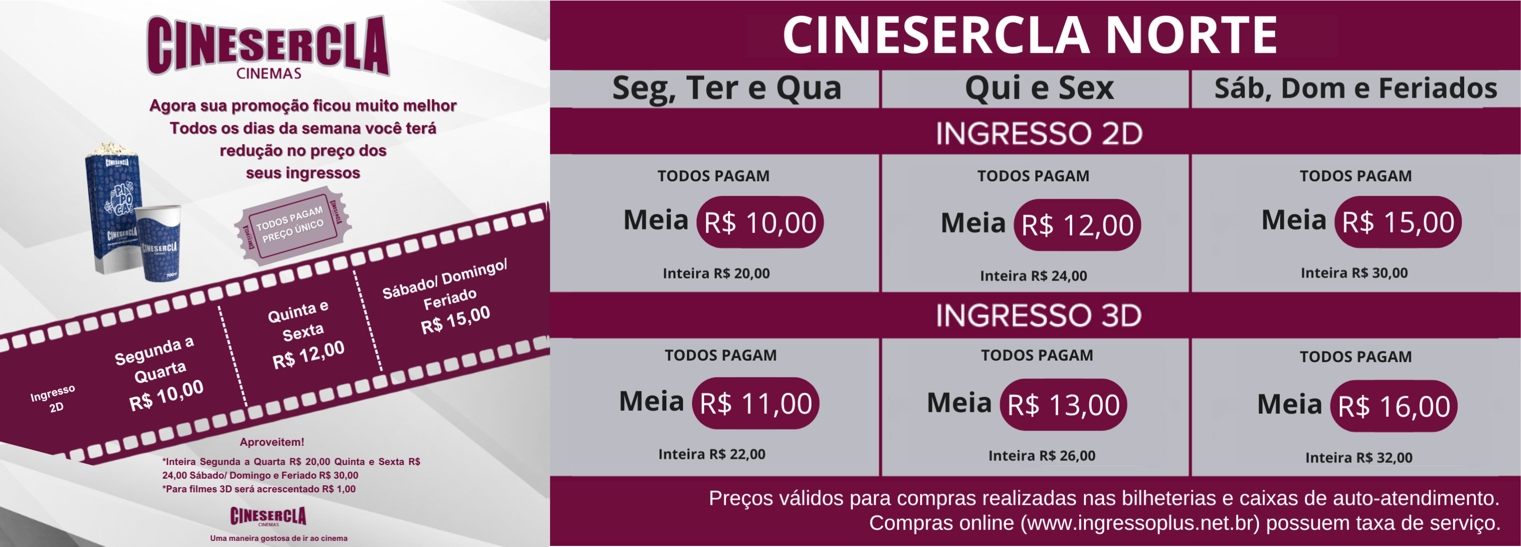 INGRESSO PLUS - Cinesercla Norte - Belo Horizonte - MG