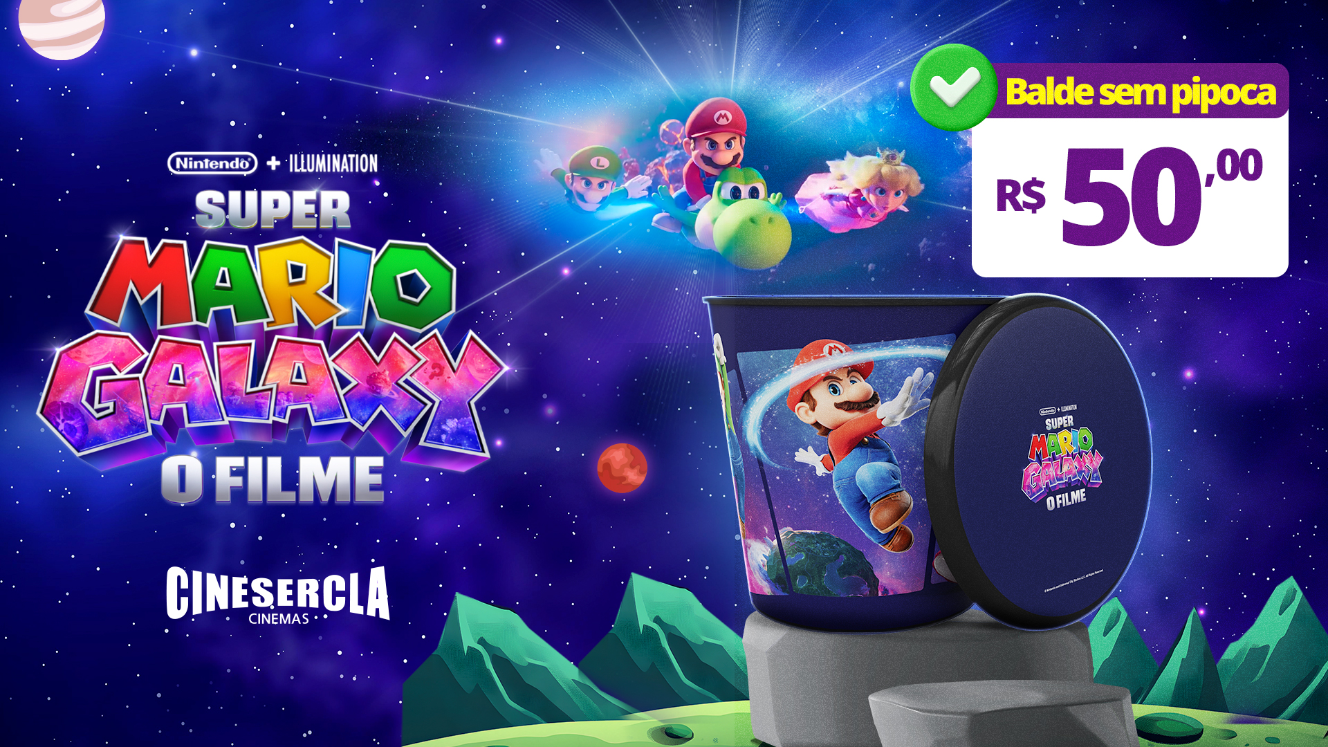 Banner Balde Super Mario Sem Pipoca
