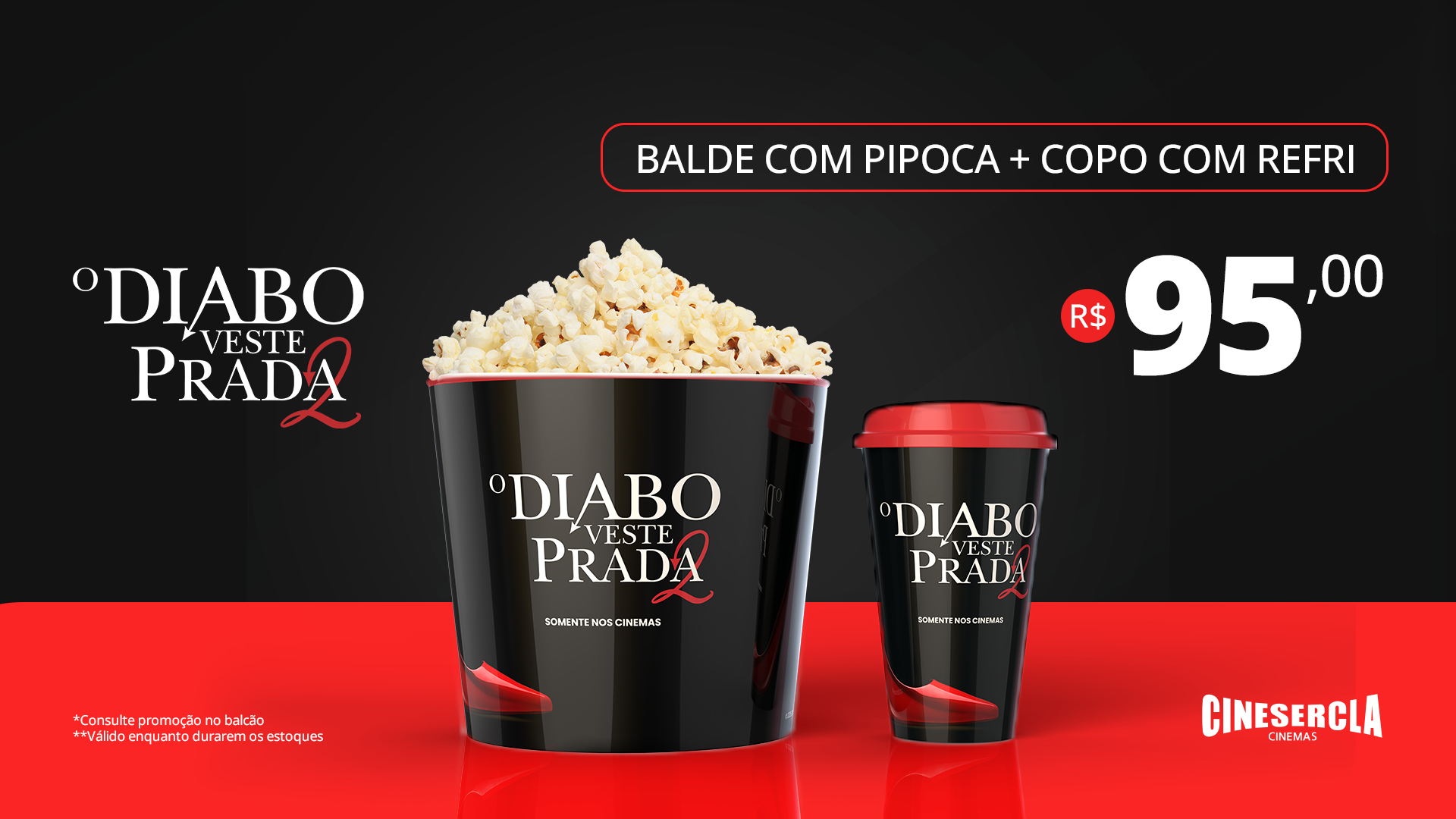 Banner Balde Preto Diabo Veste Prada 2 Com Pipoca