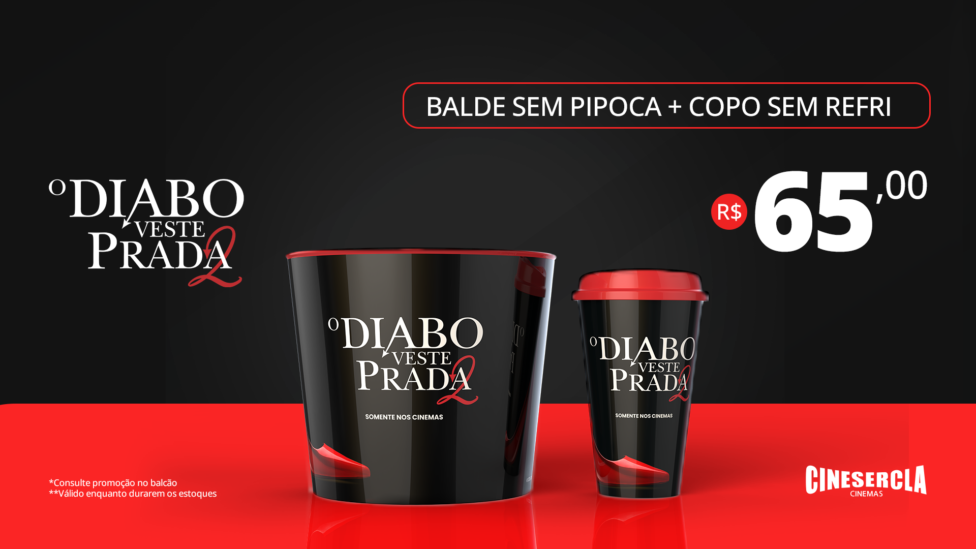 Banner Balde Preto Diabo Veste Prada 2 Sem Pipoca