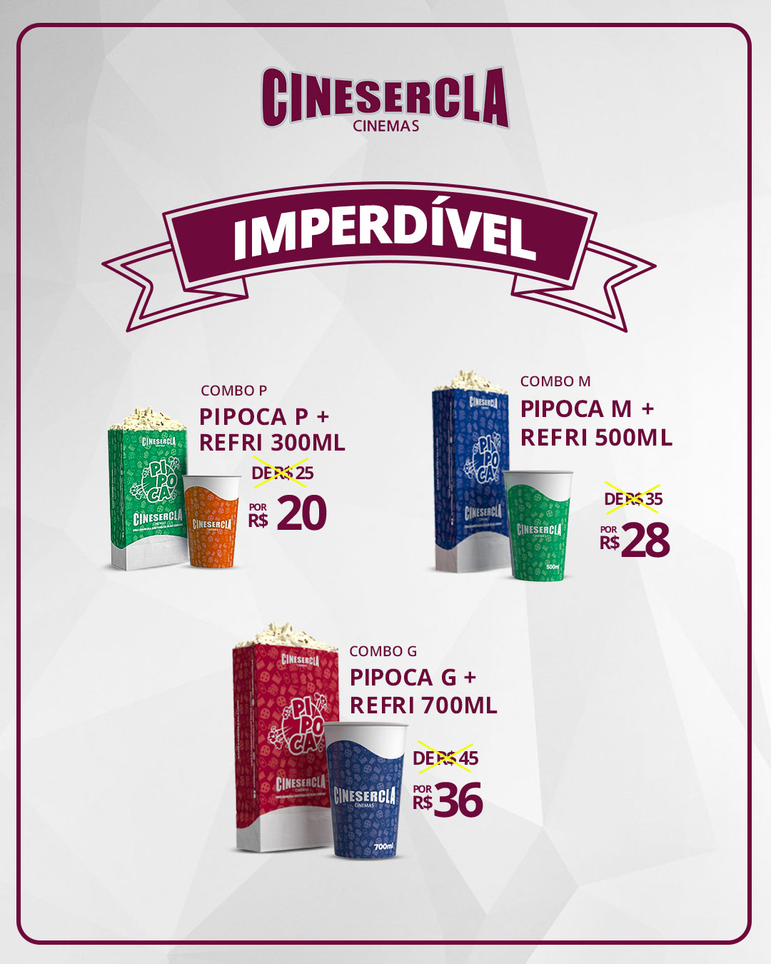 Combo Imperdível Copo